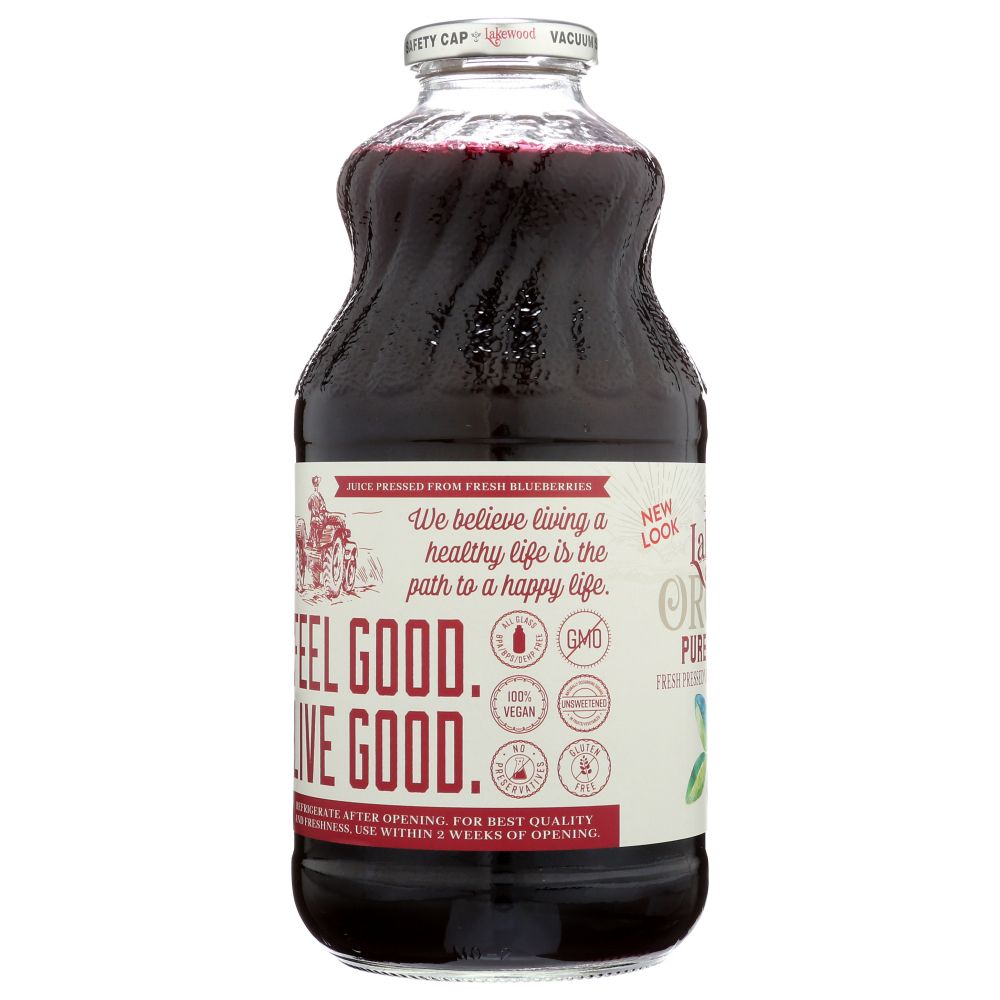 LAKEWOOD: Organic Fresh Pressed Pure Blueberry Juice, 32 oz