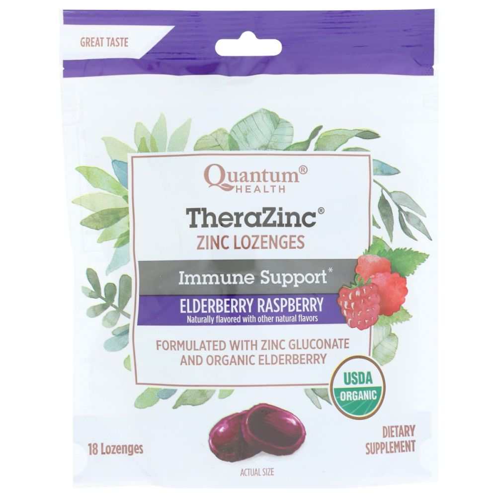 QUANTUM: Lozenges TheraZinc Elderberry Organic, 18 ea