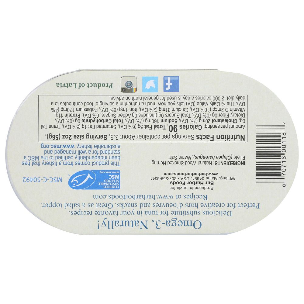 BAR HARBOR: All Natural Smoked Wild Kippers 6.7 oz