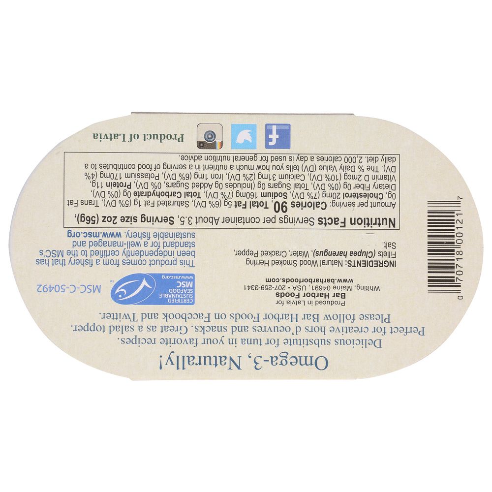 BAR HARBOR: Wild Herring Fillet Seasoned With Cracked Pepper, 6.7 oz