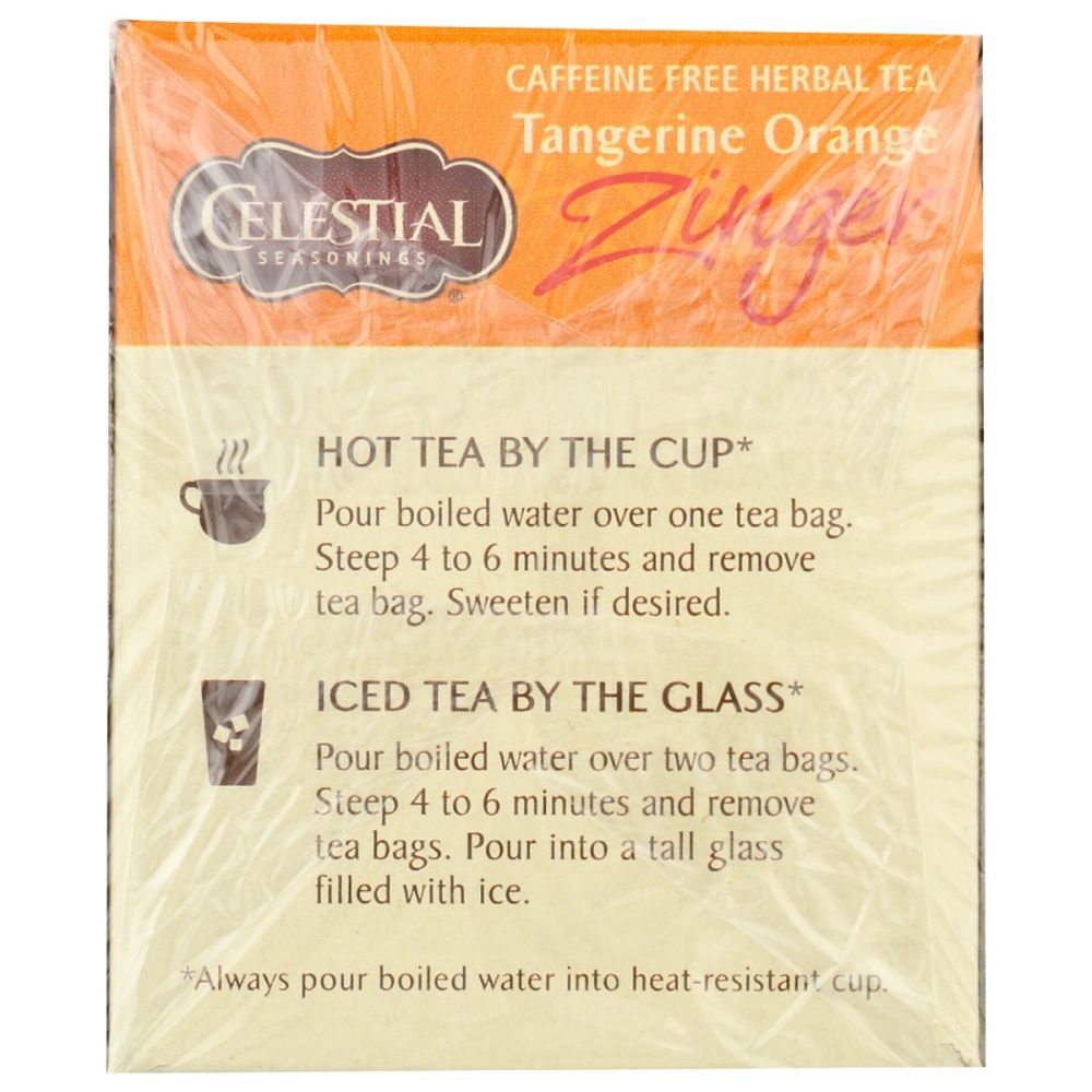 CELESTIAL SEASONINGS: Tangerine Orange Zinger Herbal Tea Caffeine Free 20 Tea Bags, 1.7 oz