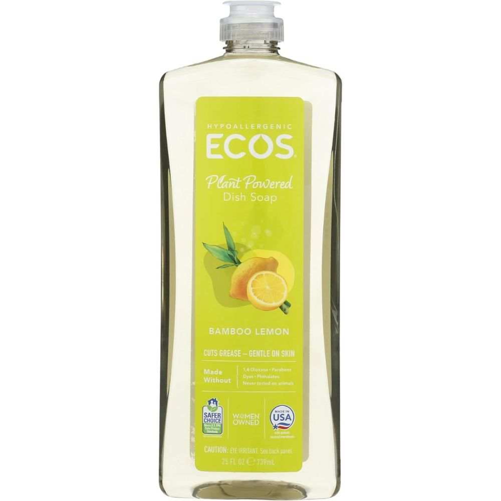 ECOS Bamboo Lemon Dishwashing Liquid - Safer Plant-Based Clean, 25 oz