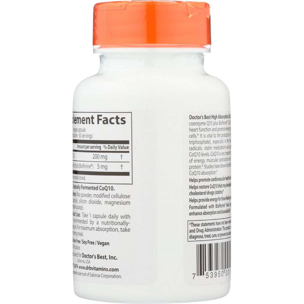 High Absorb CoQ10 - Doctor's Best 200mg, 60vc |Supports Heart & Energy