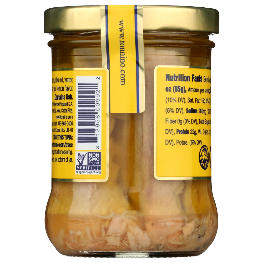 TONNINO: Tuna Fillets with Lemon & Peppers in Olive Oil, 6.7 oz