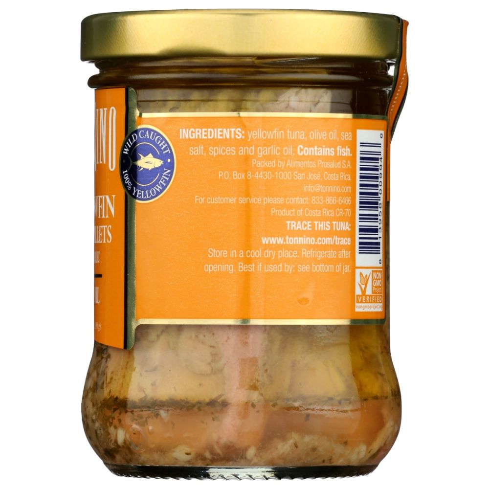 TONNINO: Tuna Fillets with Garlic in Olive Oil, 6.7 oz