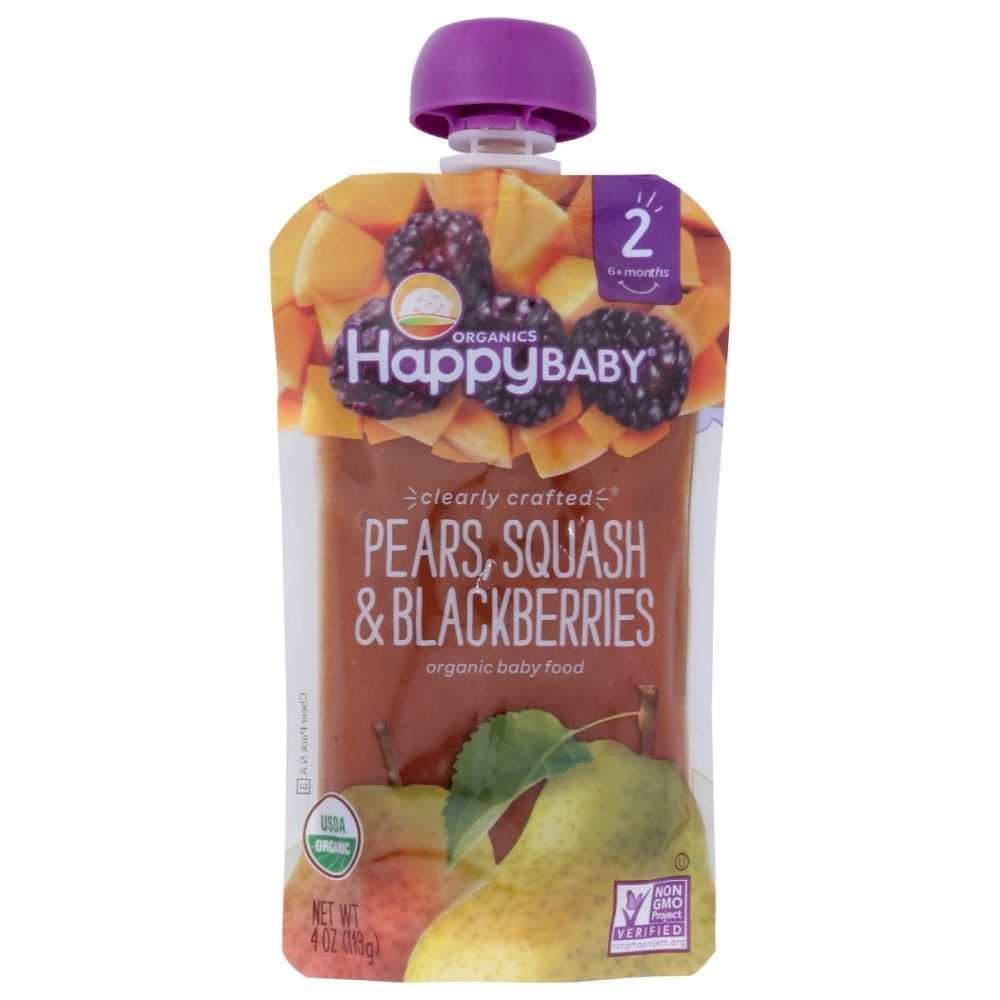 HAPPY BABY S2 Pear Squash Blackberry Organic - Delicious Baby Food 4oz