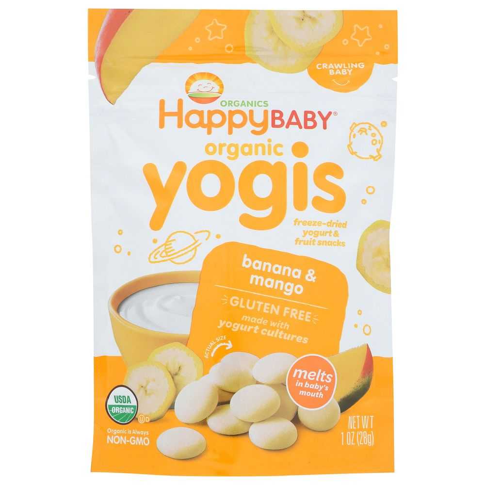 HAPPY BABY: Organic  Yogis Yogurt and Fruit Snacks Banana Mango, 1 oz