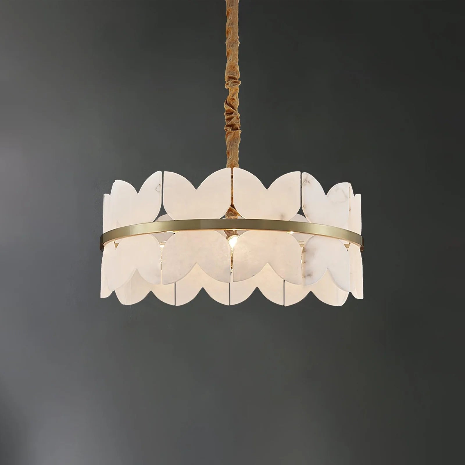 Alabaster Cloudscape Brass Chandelier