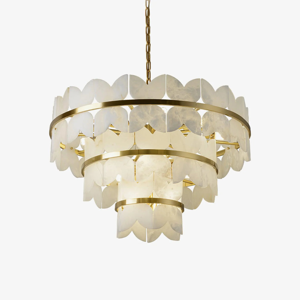 Alabaster Cloudscape Brass Chandelier
