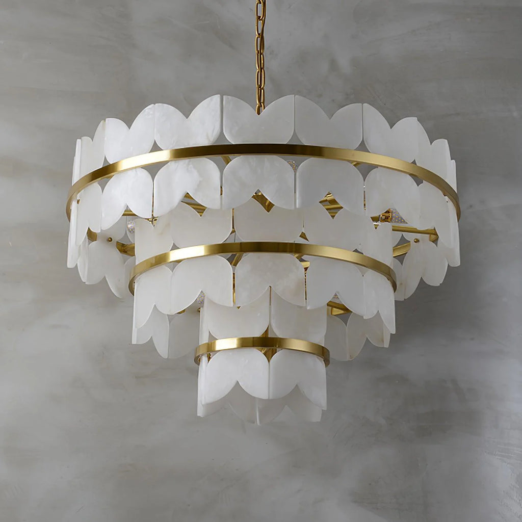 Alabaster Cloudscape Brass Chandelier