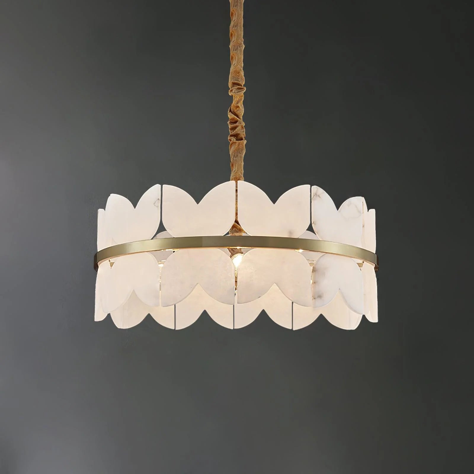 Alabaster Cloudscape Brass Chandelier