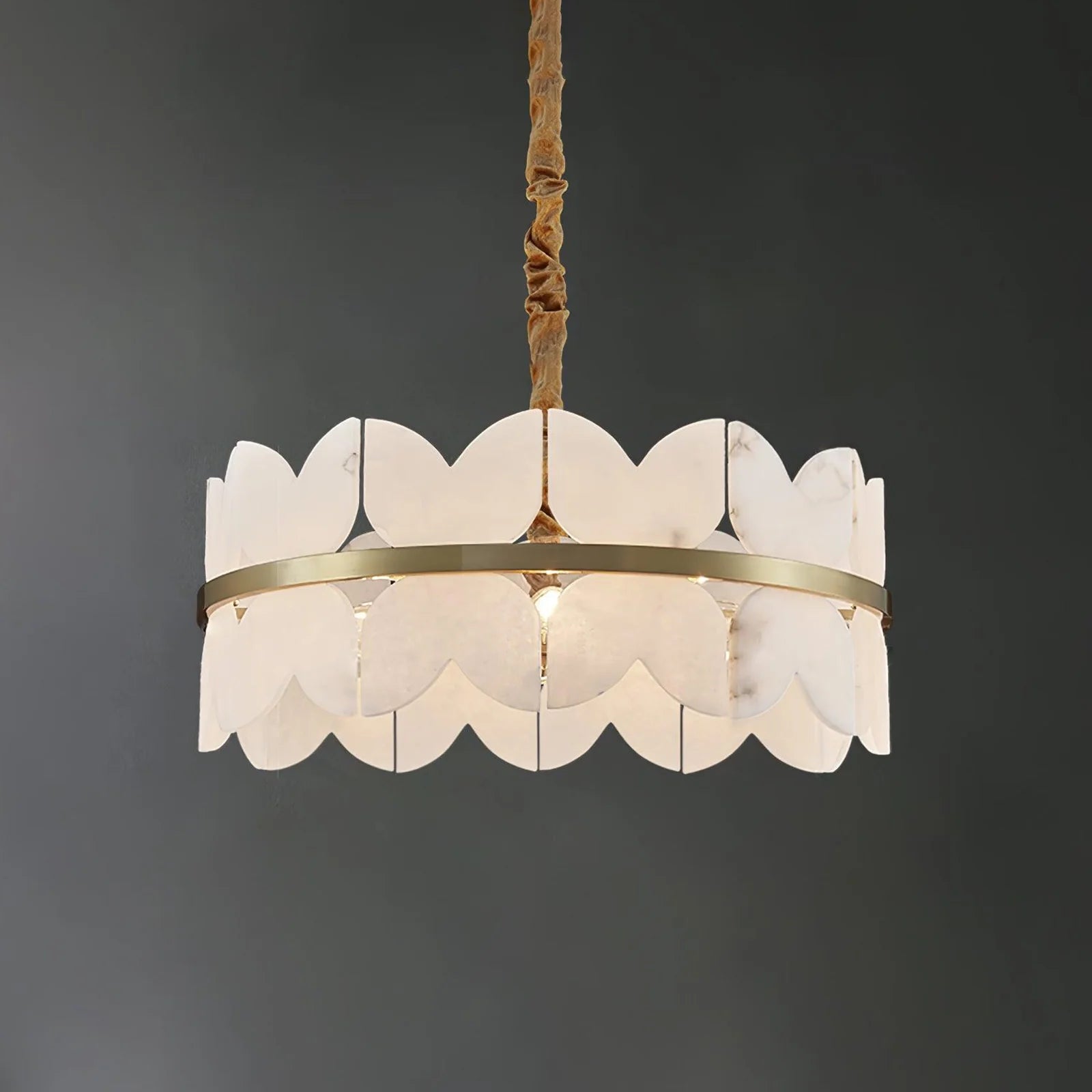 Alabaster Cloudscape Brass Chandelier