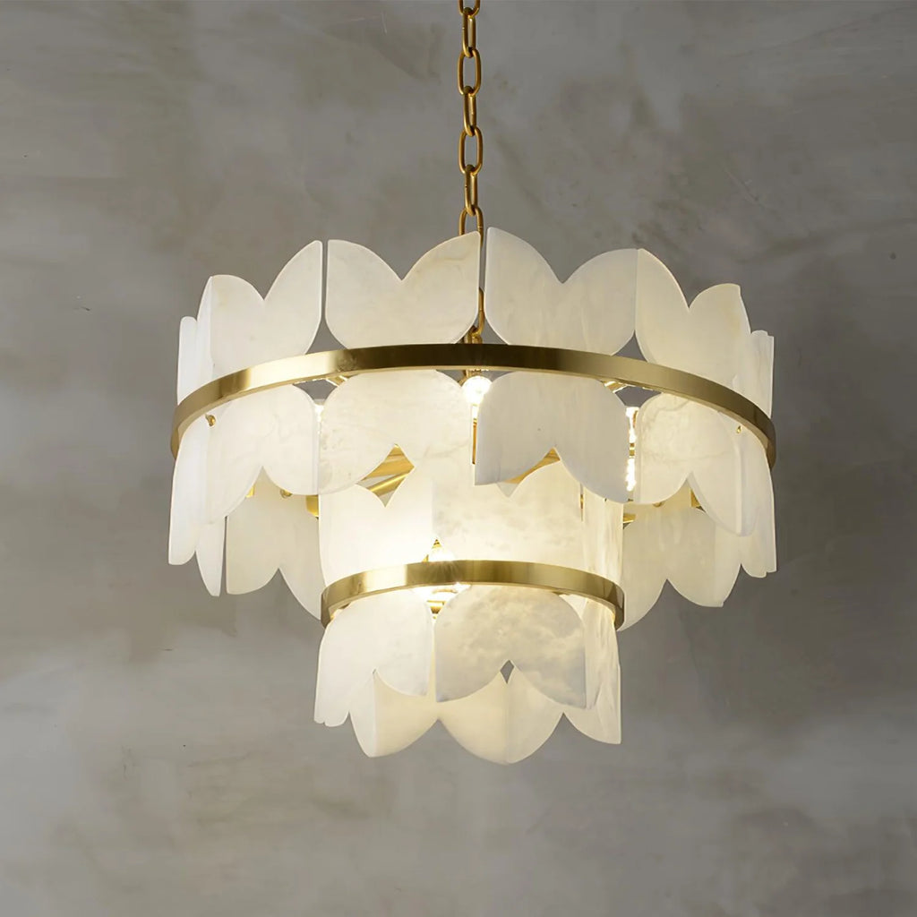 Alabaster Cloudscape Brass Chandelier