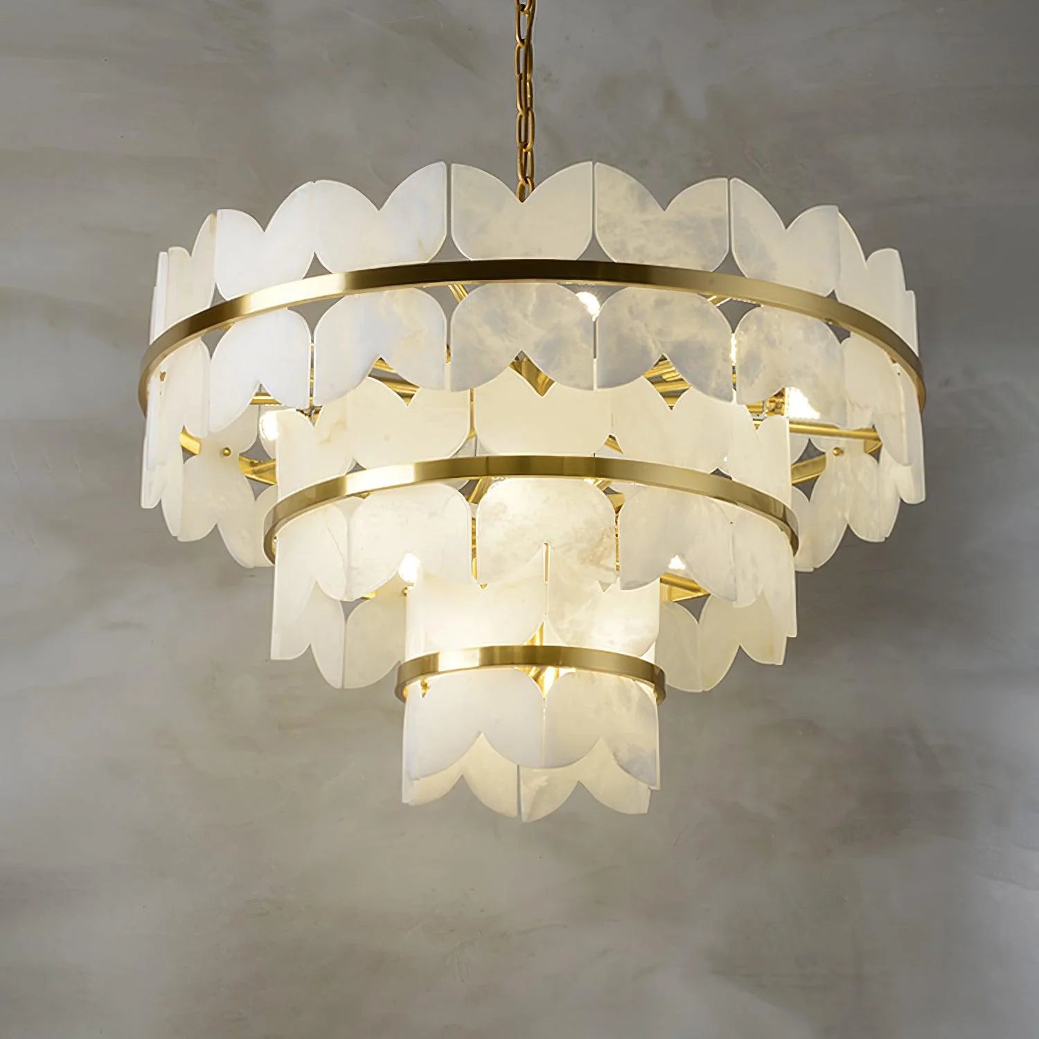 Alabaster Cloudscape Brass Chandelier