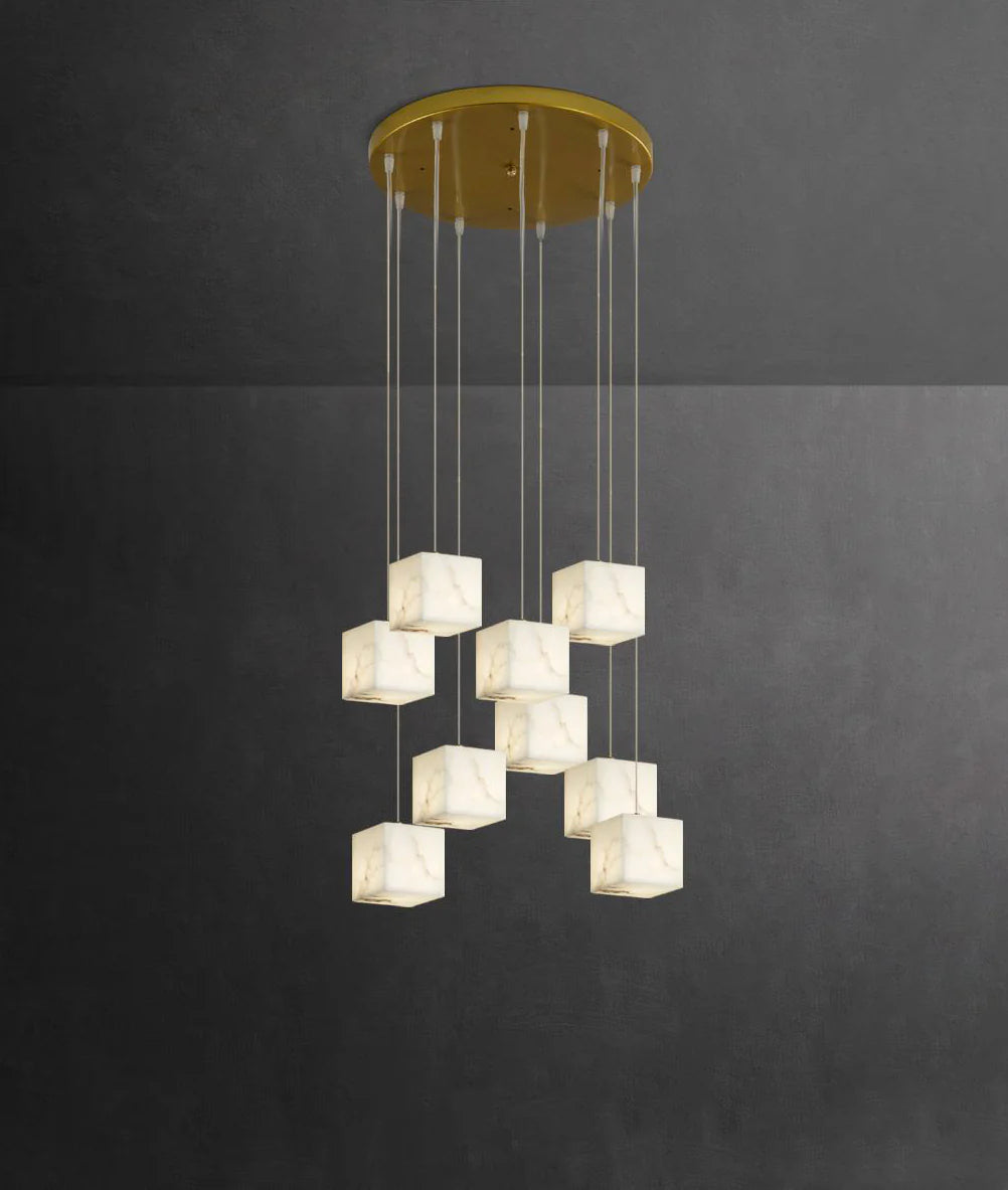 Cube Alabaster Staircase Chandelier