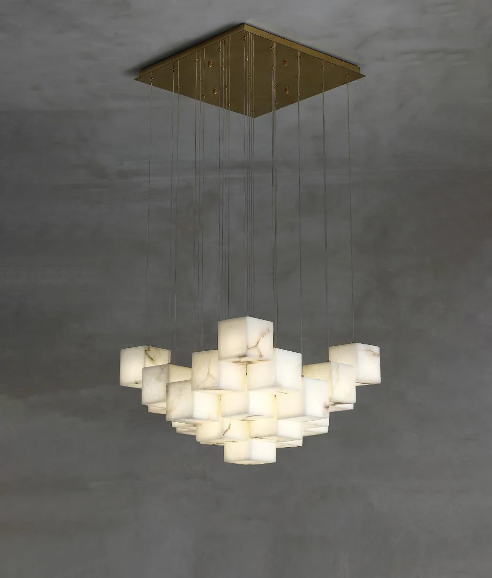 Cube Alabaster Staircase Chandelier