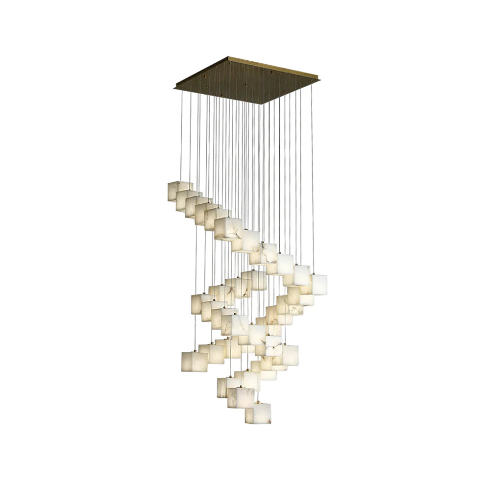 Cube Alabaster Staircase Chandelier