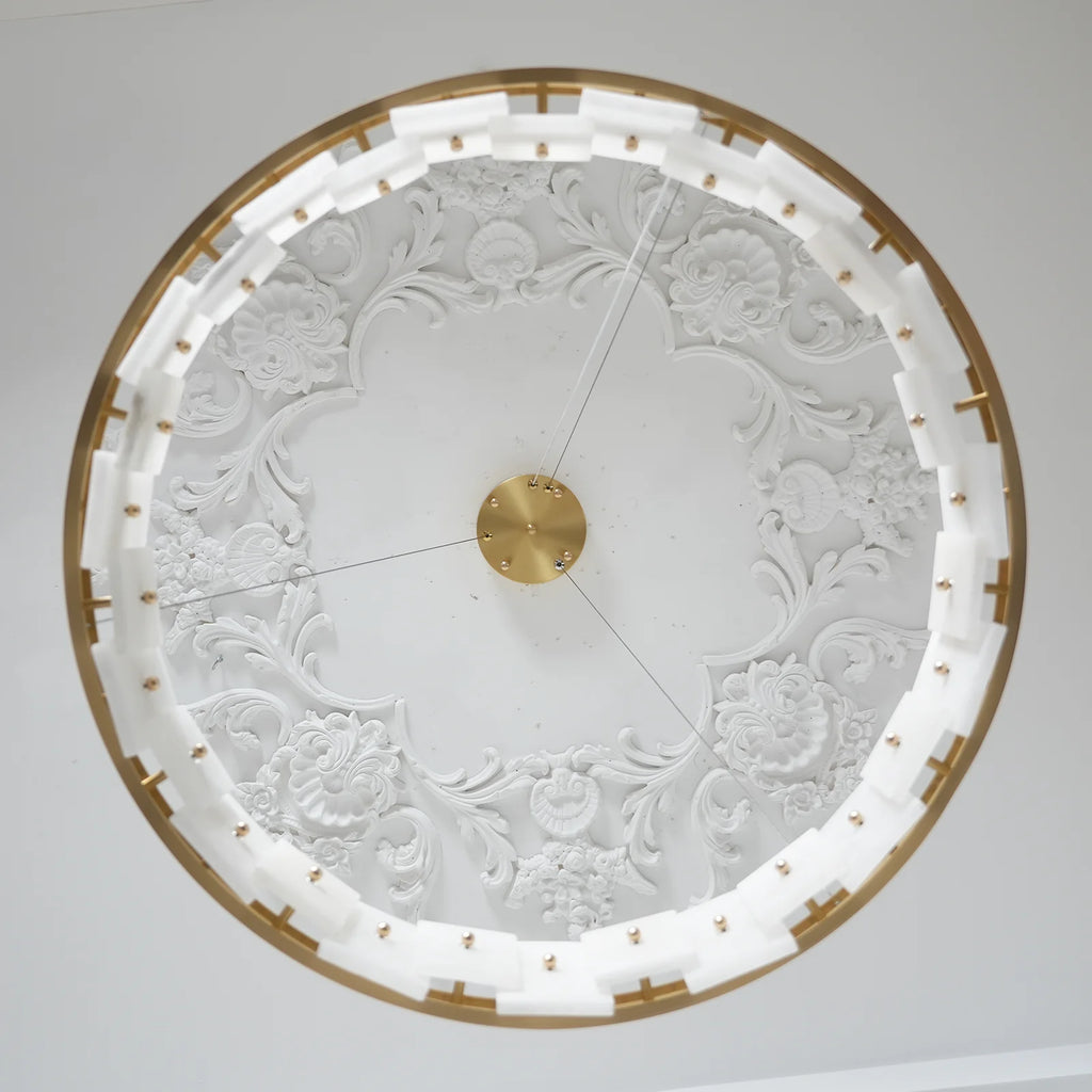Alabaster Halo Brass Chandelier