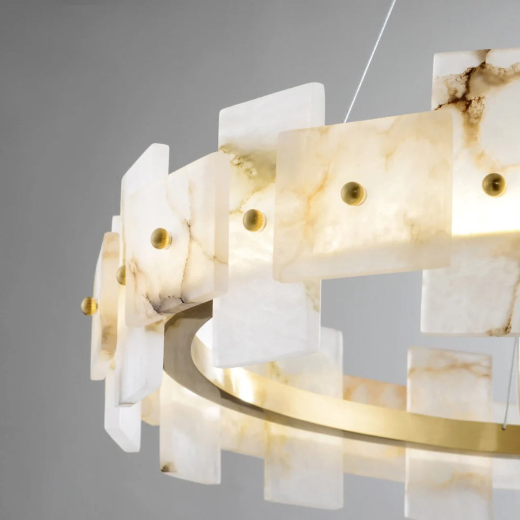 Alabaster Halo Brass Chandelier