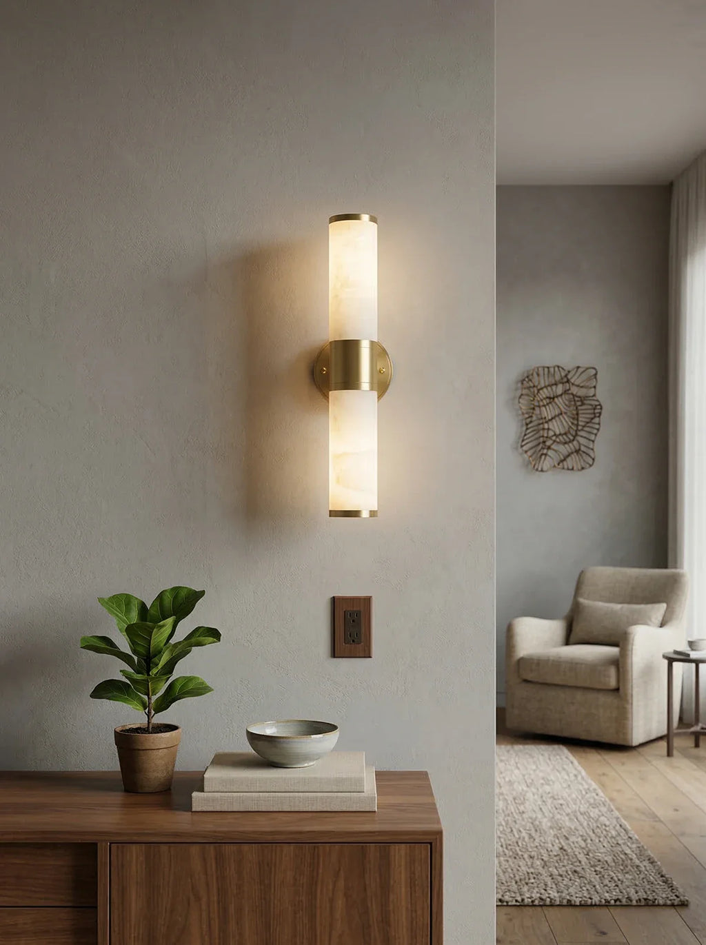 Alabaster Lampatron Cylindrical Wall Lamp