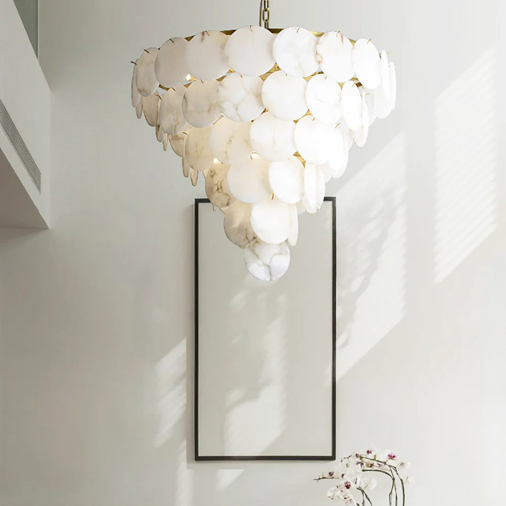 Alabaster Multi-tiered Round Chandelier