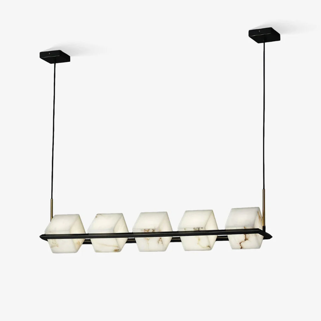 Simple Alabaster Square Box Chandelier