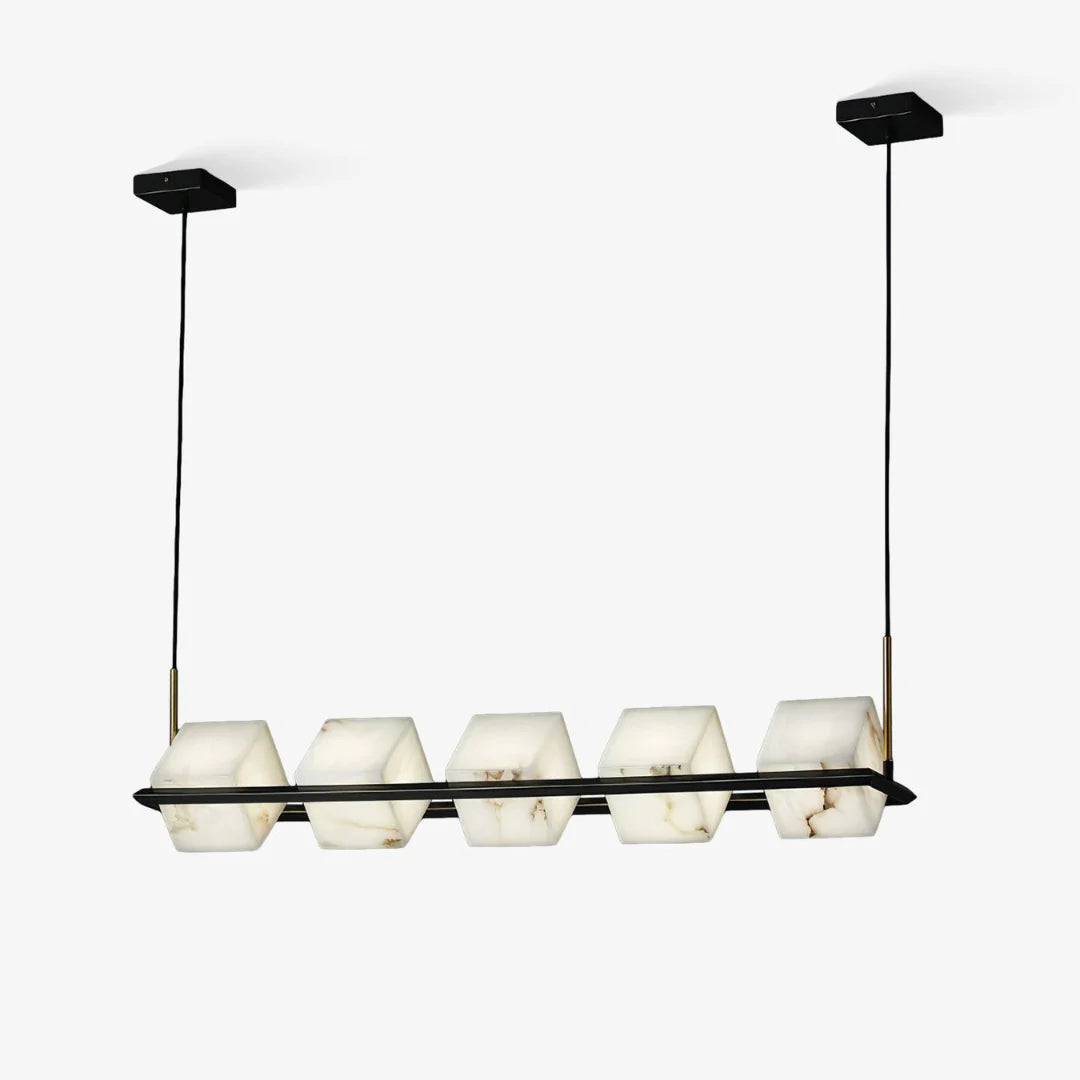 Simple Alabaster Square Box Chandelier