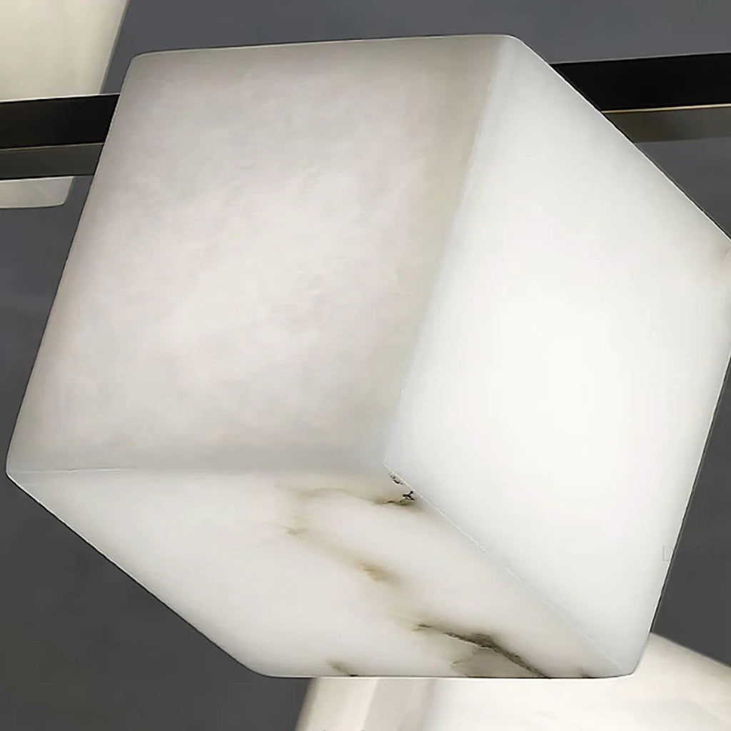 Simple Alabaster Square Box Chandelier