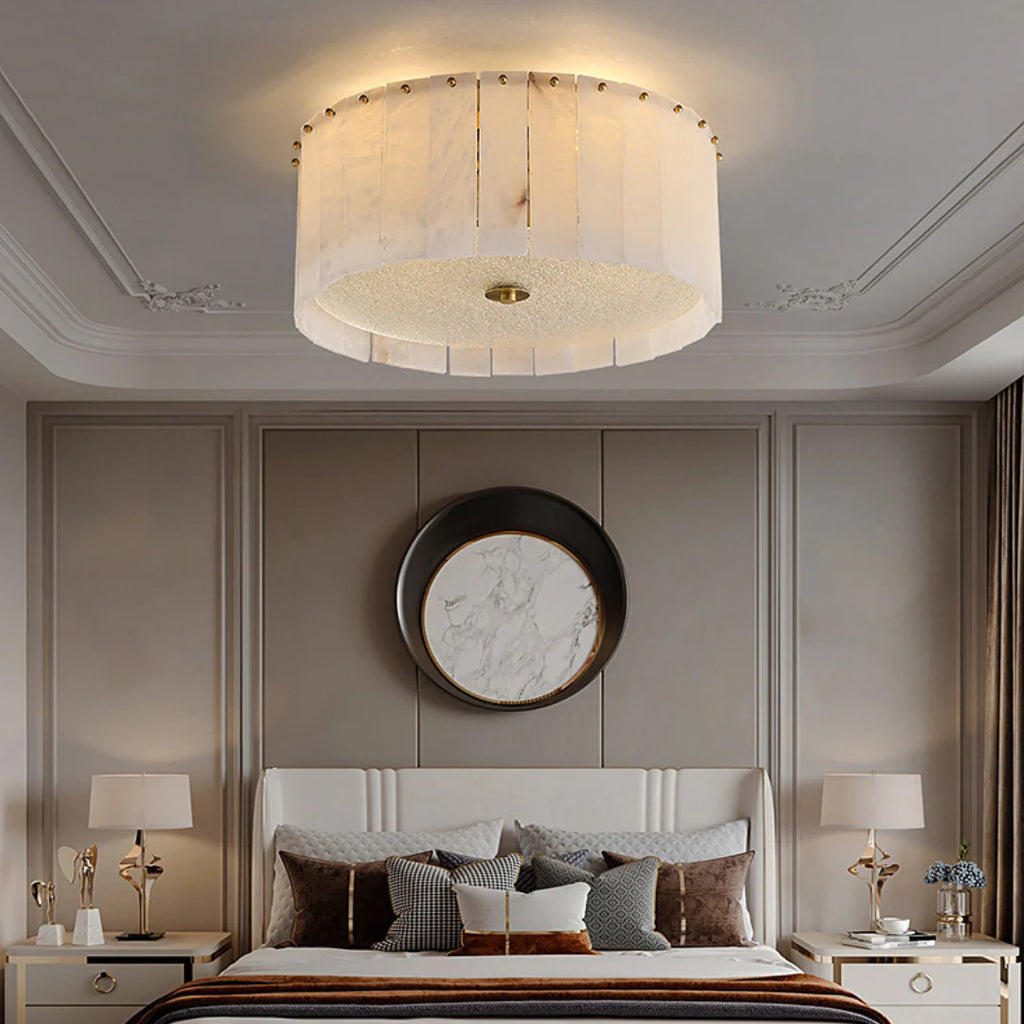Alabaster Copper Round Ceiling Lamp