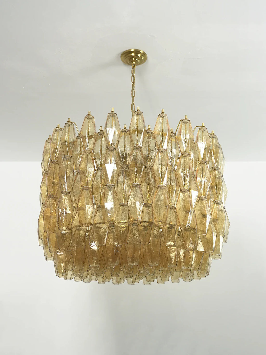 Amber Glass Prism Murano Style Chandelier