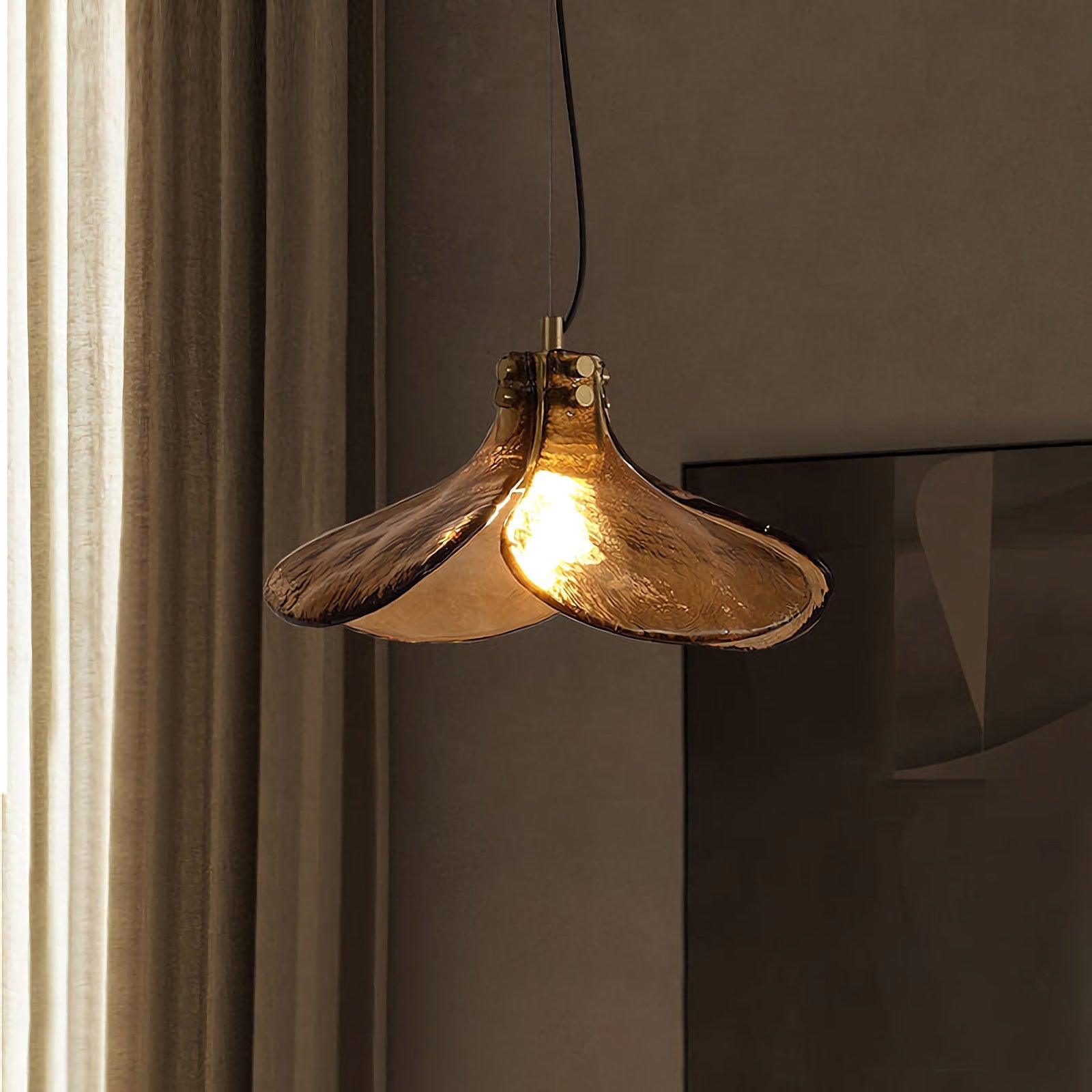 Amber Petal Glass Pendant Light