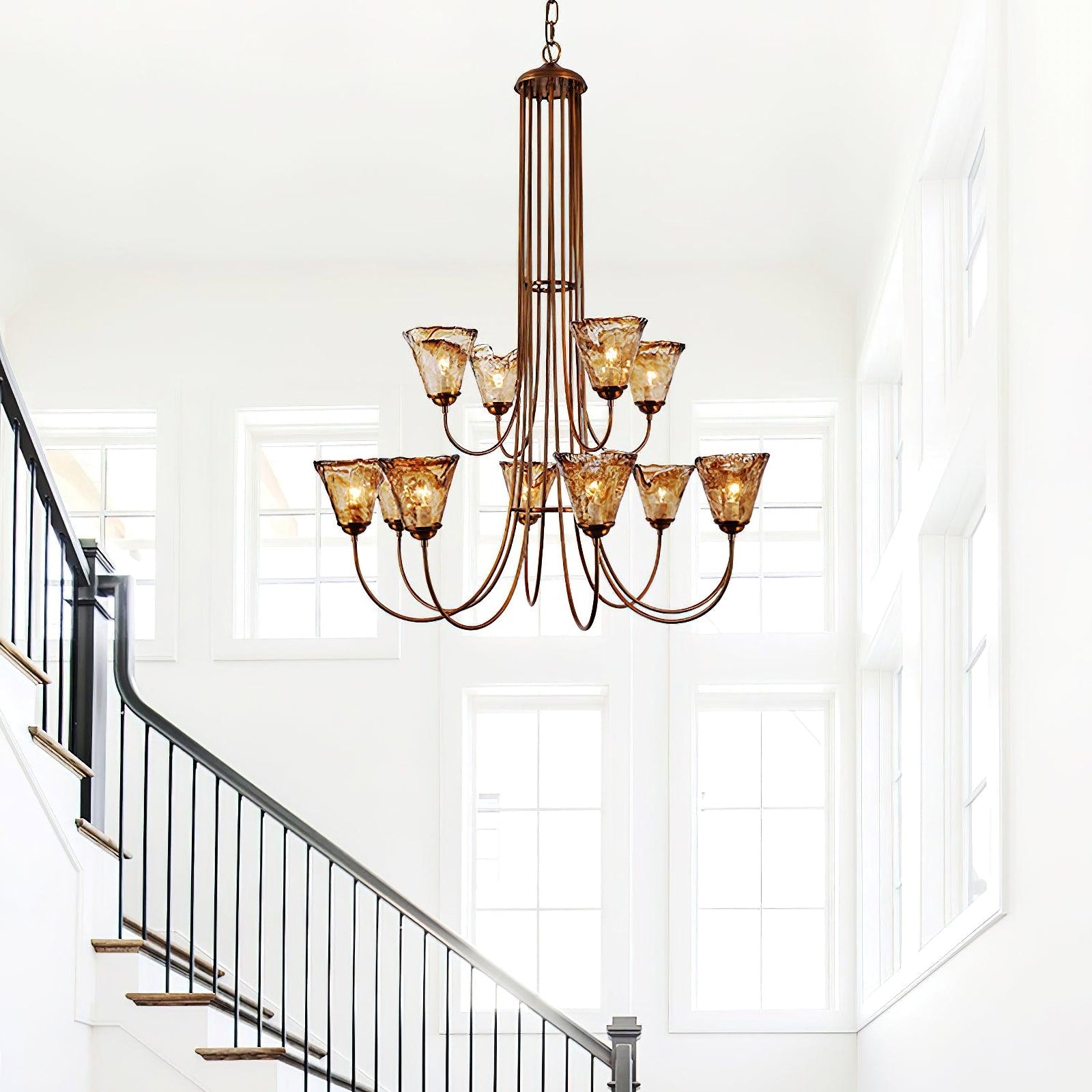 Amber Wavy Glass Chandelier