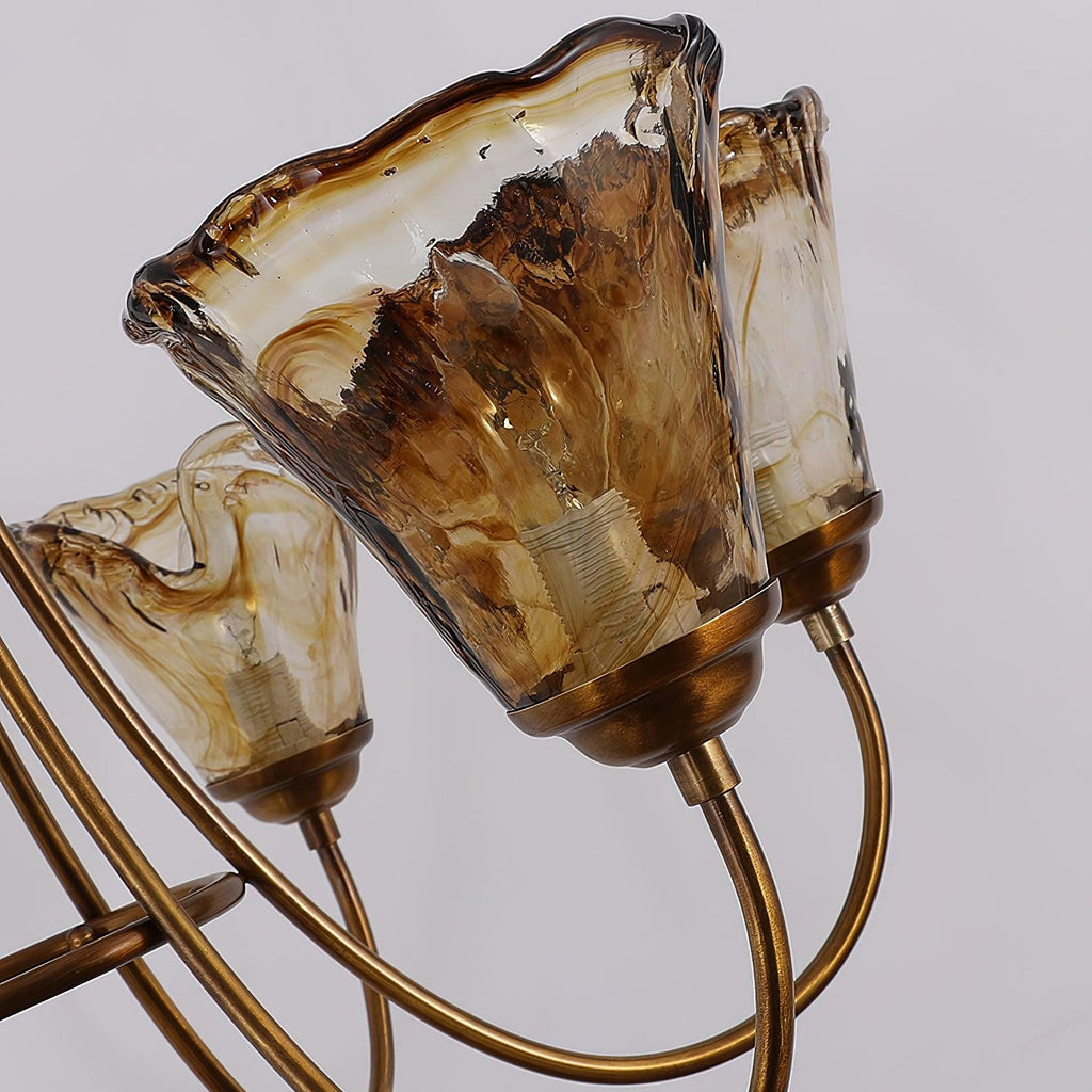 Amber Wavy Glass Chandelier