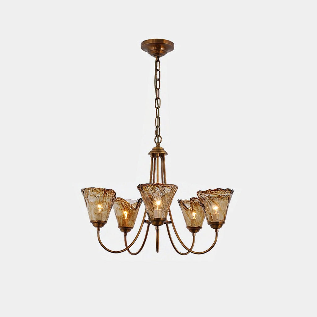 Amber Wavy Glass Chandelier