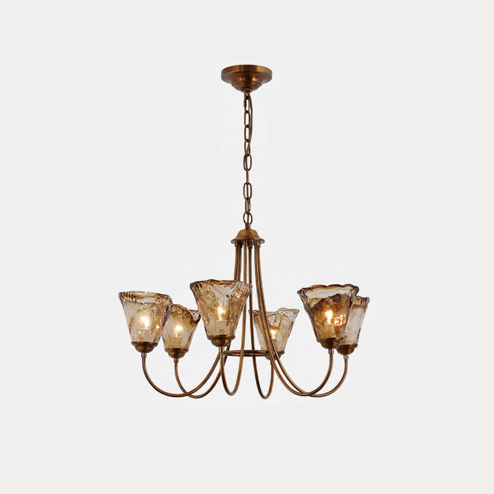 Amber Wavy Glass Chandelier