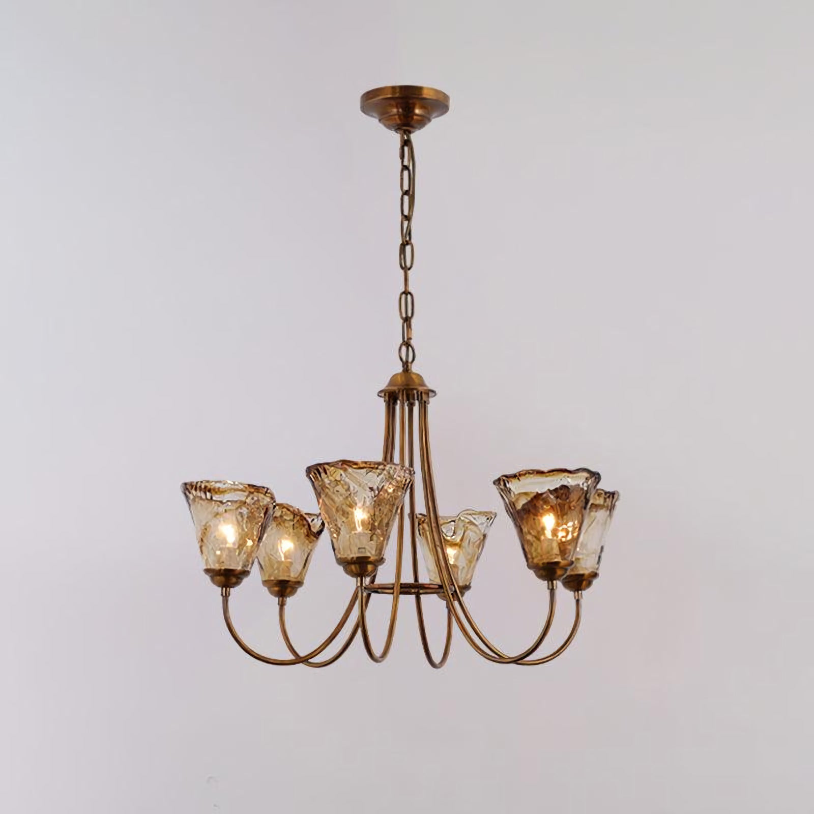 Amber Wavy Glass Chandelier