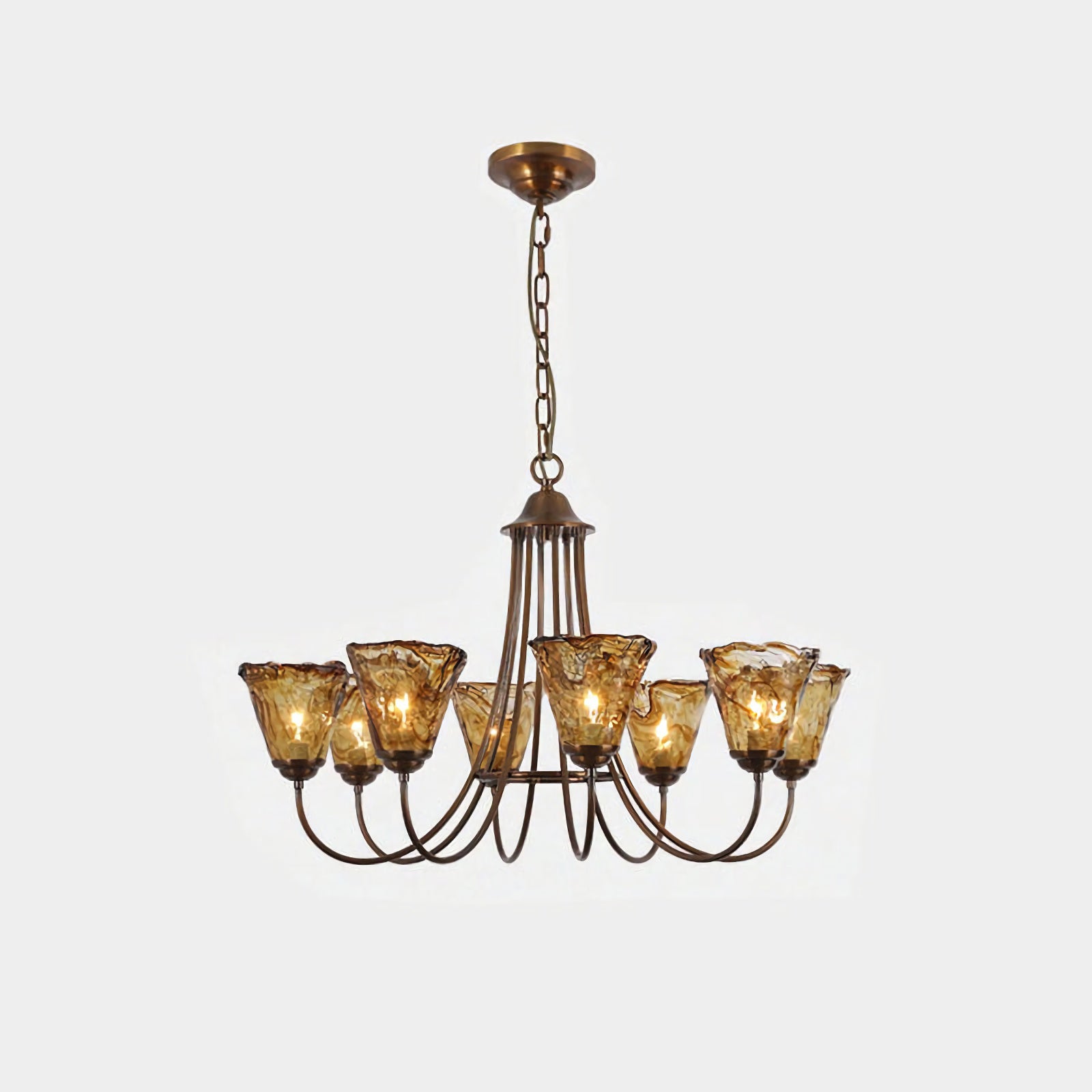 Amber Wavy Glass Chandelier