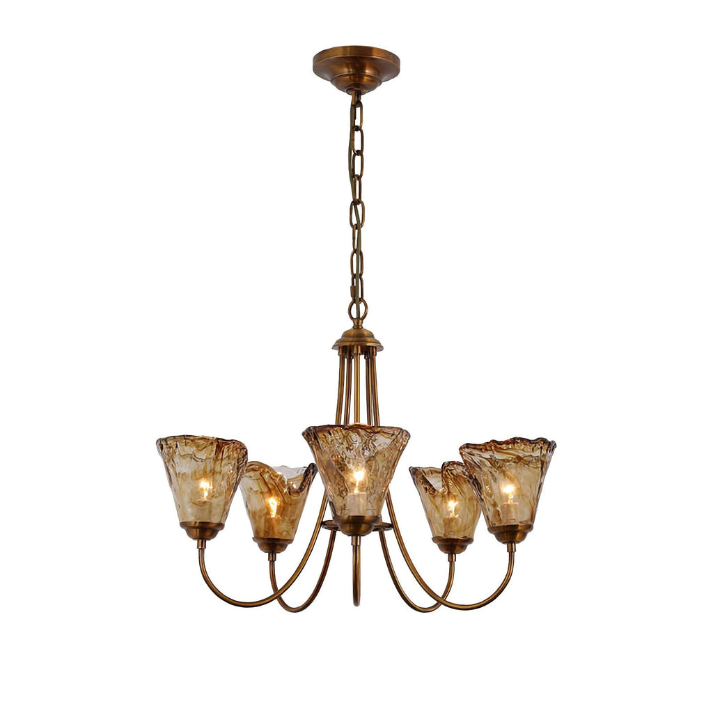 Amber Wavy Glass Chandelier