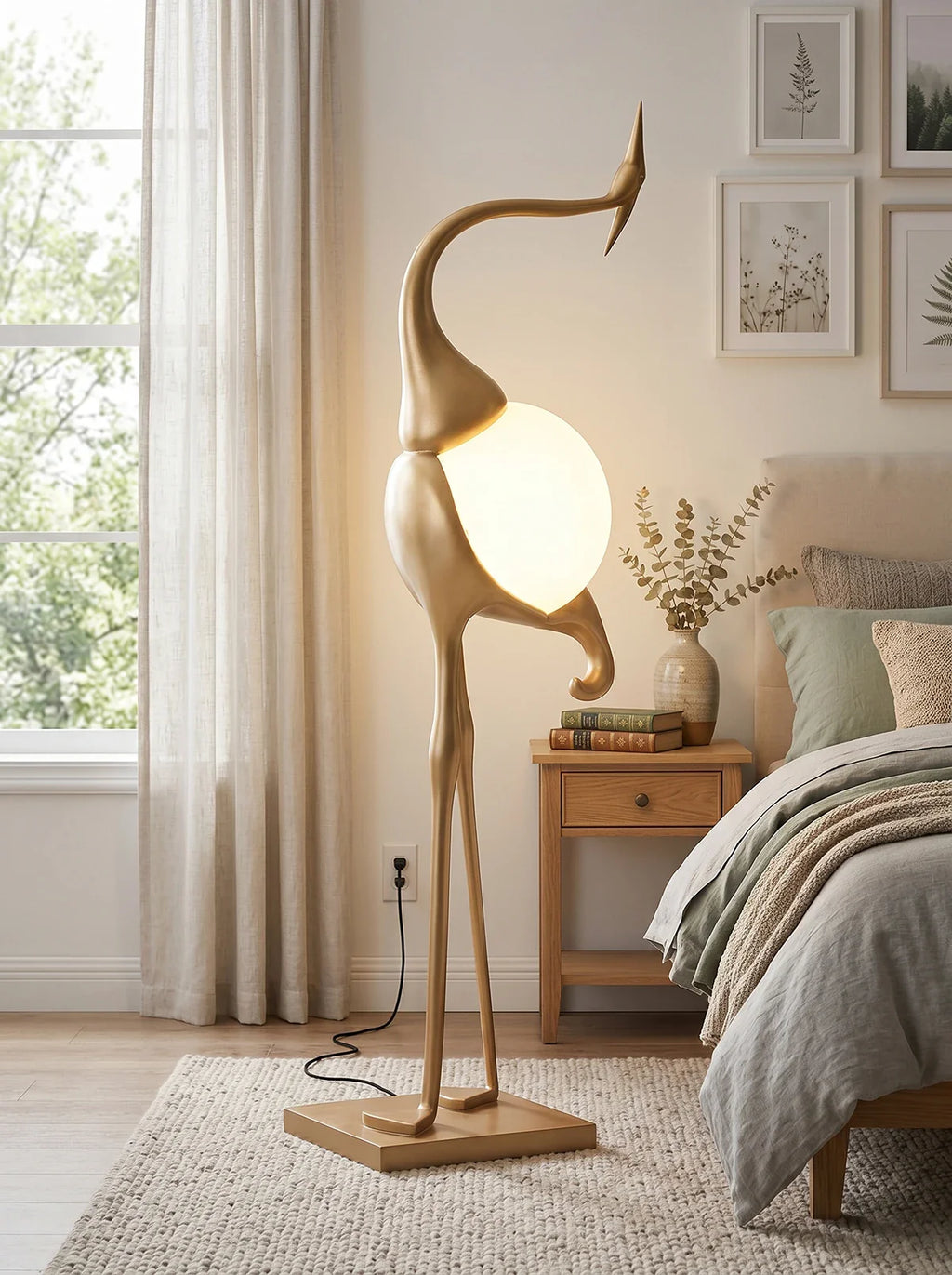 Animal Crane Art Deco Floor Lamp