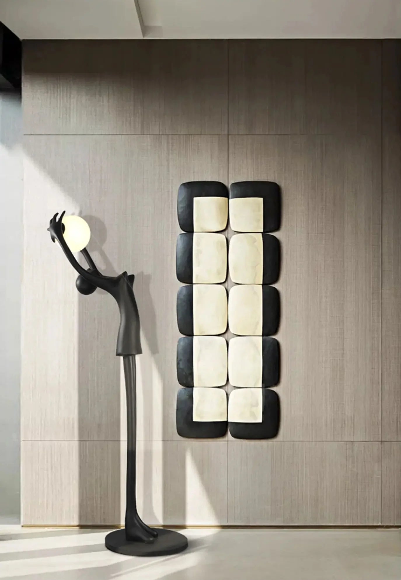 Ball Holding Sculpture Character Floor Lamp