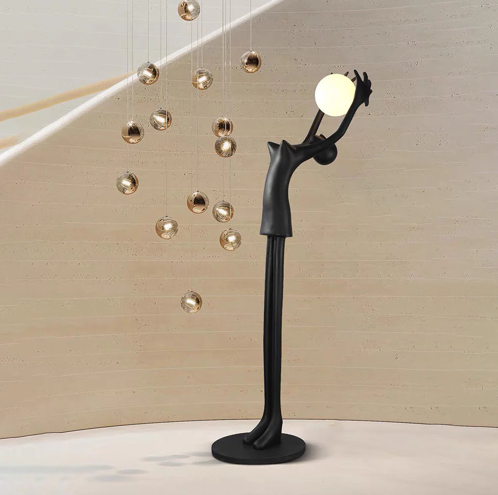 Ball Holding Sculpture Character Floor Lamp