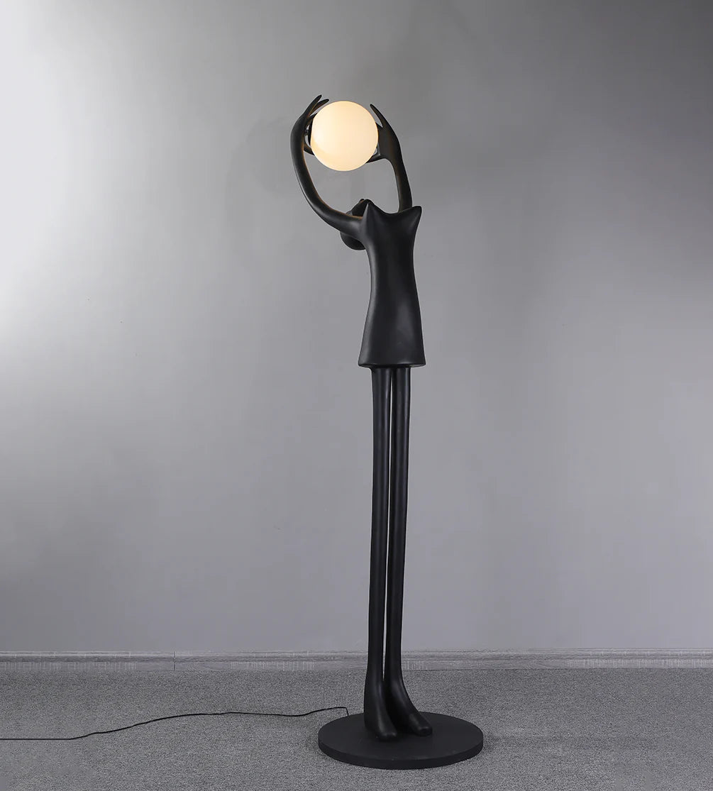 Ball Holding Sculpture Character Floor Lamp