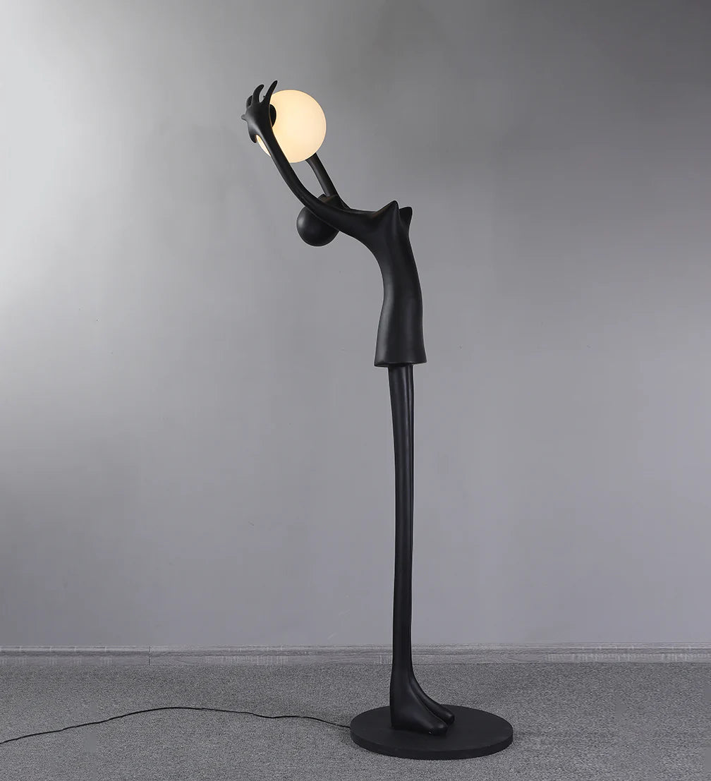 Ball Holding Sculpture Character Floor Lamp