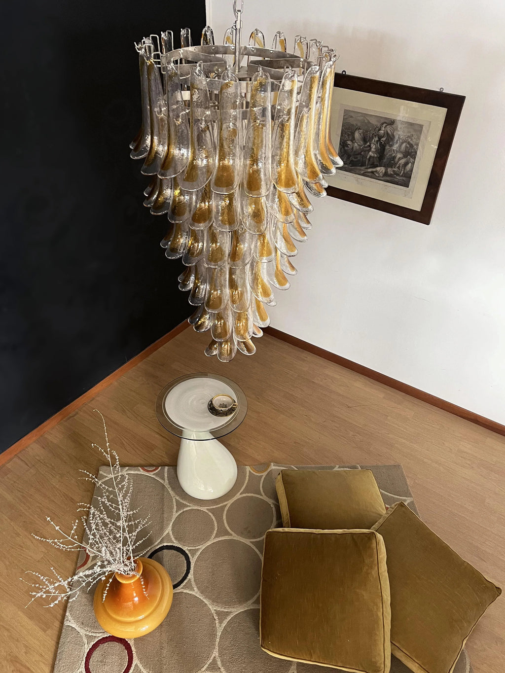 Petals Spiral Murano Transparent Chandelier