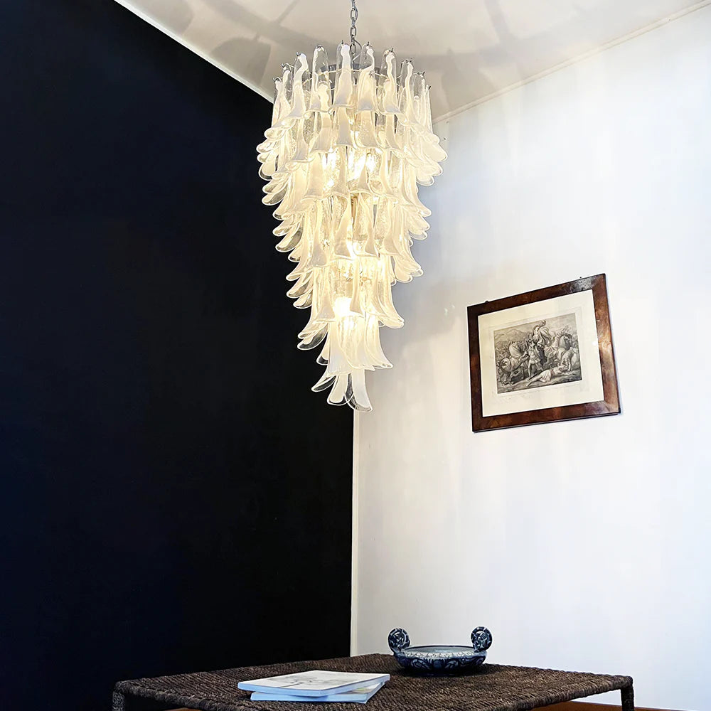 Petals Spiral Murano Transparent Chandelier