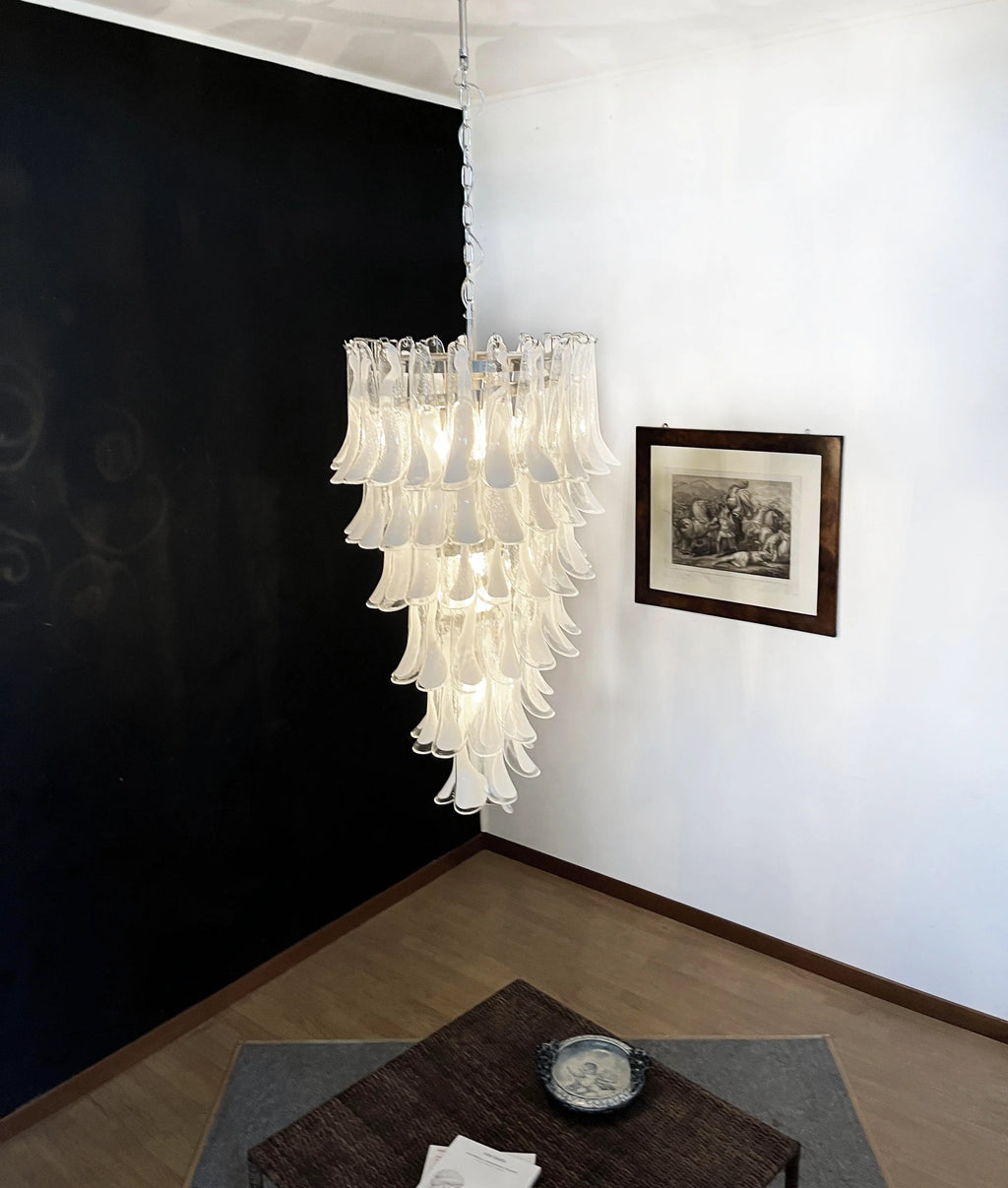 Petals Spiral Murano Transparent Chandelier