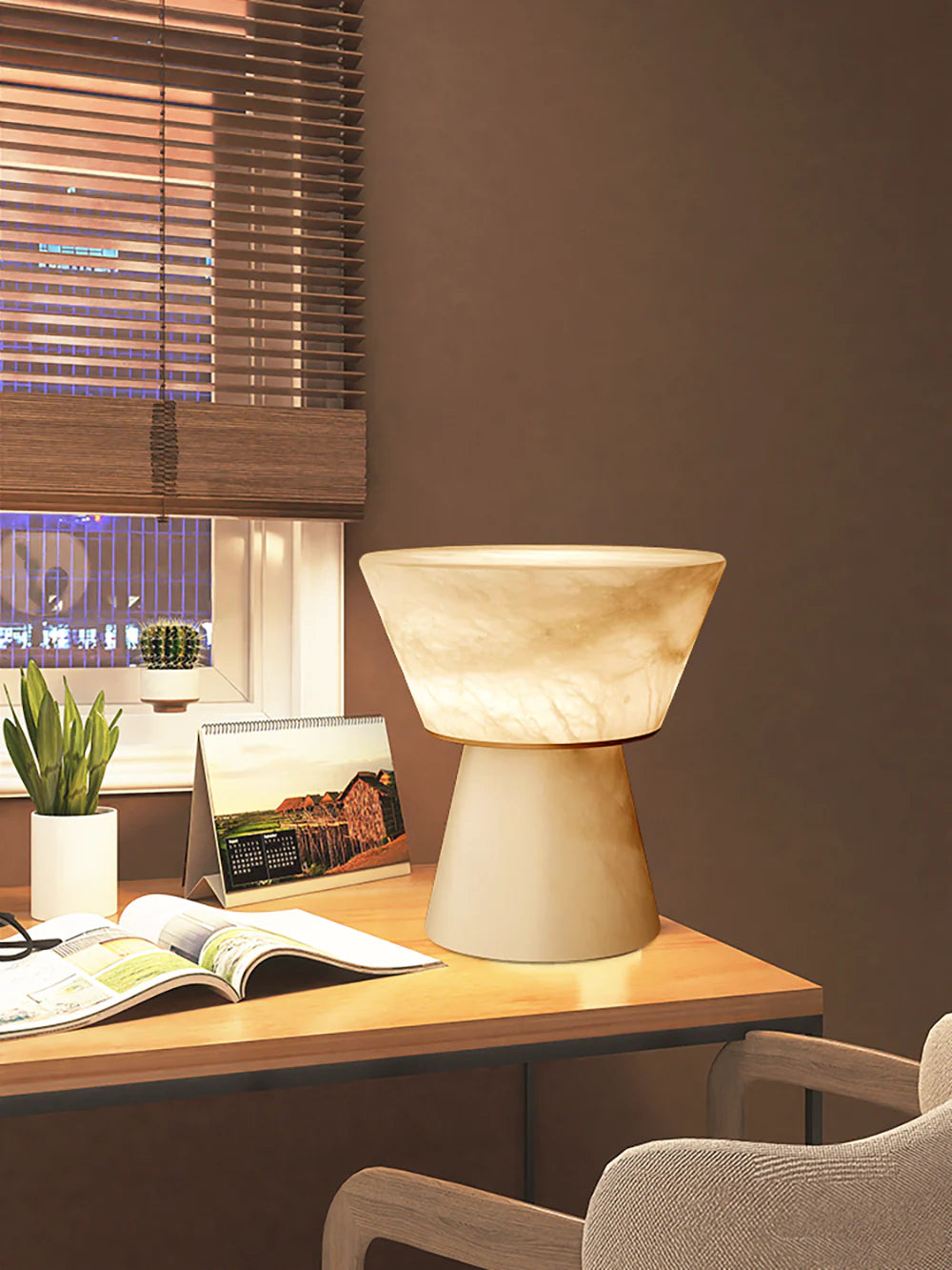 Conical Beta Alabaster Table Lamp