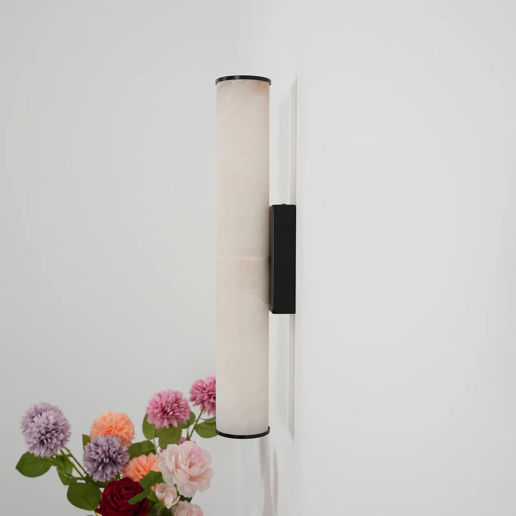 Cylindrical Callisto Alabaster Wall Lamp