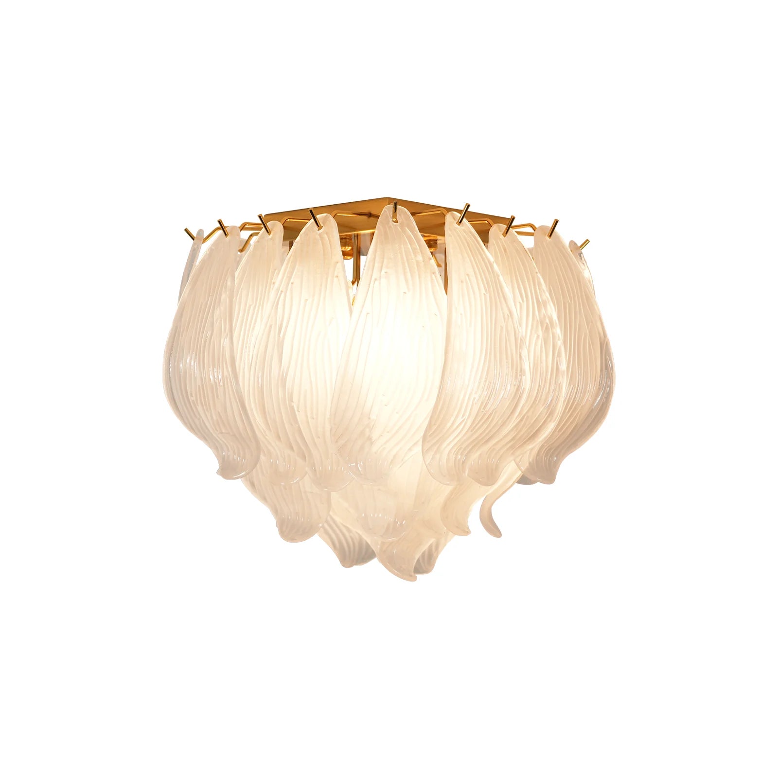 Carved Glass Leaves Murano Ceiling Lamp