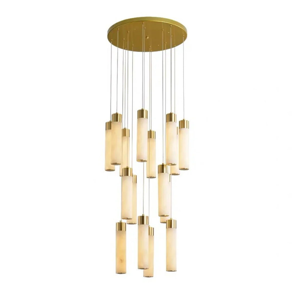 Cylindrical Celestial Alabaster Cascade Chandelier